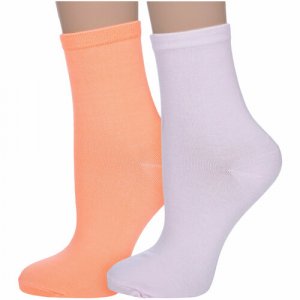 Носки , 2 пары, размер 36-40, розовый, оранжевый HOBBY LINE. Цвет: розовый/оранжевый