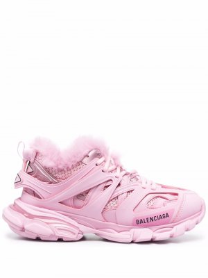 Track faux fur sneakers Balenciaga. Цвет: розовый
