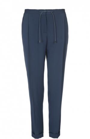 Шелковые прямые брюки с эластичным поясом Loro Piana. Цвет: синий