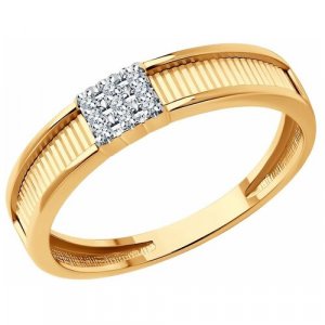 Кольцо , красное золото, 585 проба, бриллиант, размер 18 Diamant