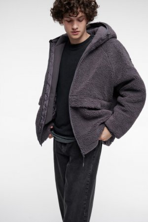 Куртка из экомеха короткая утепленная с капюшоном befree. Цвет: серый