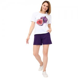 Комплект , шорты, футболка, короткий рукав, карманы, размер 50, фиолетовый Lika Dress. Цвет: фиолетовый