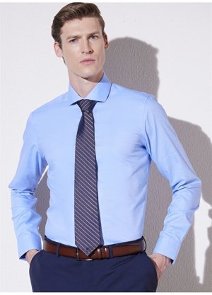 Синяя мужская итальянская рубашка с воротником Brooks Brothers