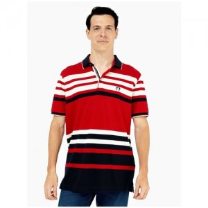 Поло в полоску RU 58 / EU 56 3XL Claudio Campione. Цвет: красный
