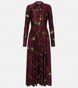 Платье миди из джерси с завязками и цветочным принтом, разноцветный Oscar de la Renta