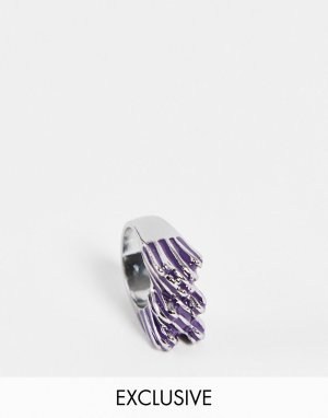 Серебристое кольцо с дизайном в виде игрушечного мишки карамельную полоску Inspired-Серебристый Reclaimed Vintage