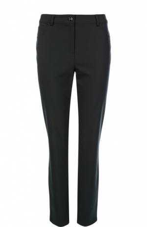 Укороченные джинсы-скинни с контрастной пуговицей Escada. Цвет: темно-зеленый