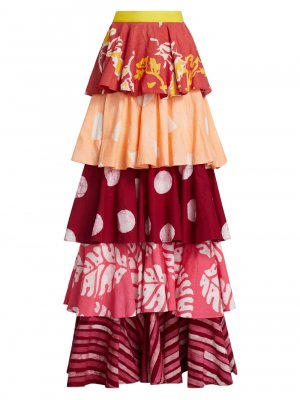 Ярусная длинная юбка Erica с рюшами , разноцветный Studio 189