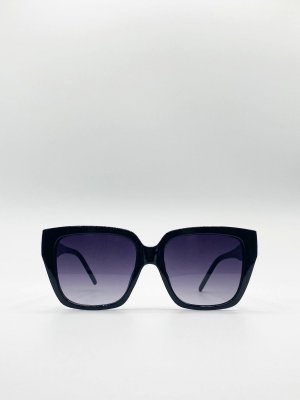 Большие солнцезащитные очки «кошачий глаз» в пластиковой оправе, черный SVNX
