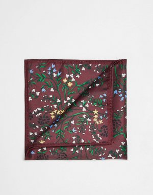 Бордовый нагрудный платок с цветочным принтом ASOS DESIGN