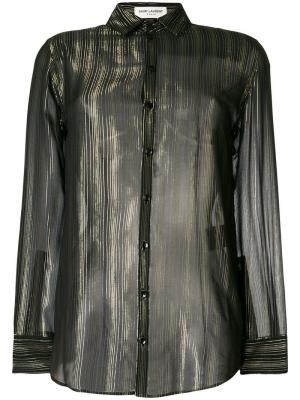Прозрачная полосатая рубашка с длинными рукавами Saint Laurent. Цвет: черный