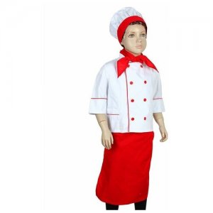 Детский карнавальный костюм Повар, колпак, куртка, фартук, косынка, 4-6 лет, рост 110-122 см RusExpress. Цвет: мультиколор