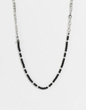 Серебристое ожерелье из металла с бусинами и цепочкой -Серебристый Bolongaro Trevor