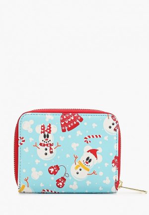 Кошелек Loungefly Disney Seasonal Snowman Minnie Mickey AOP Zip Around Wallet WDWA1785. Цвет: голубой