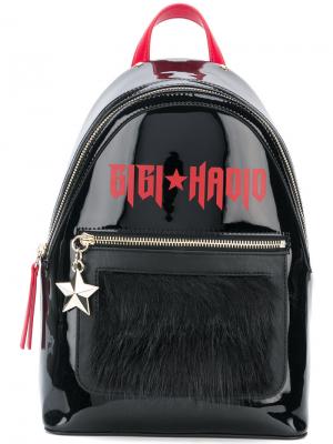 Рюкзак с меховой заплаткой GiGi Tommy Hilfiger. Цвет: чёрный