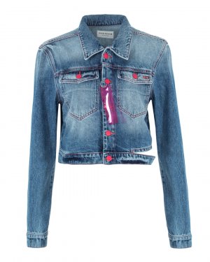 Укороченная джинсовая куртка ICON DENIM. Цвет: синий+розовый