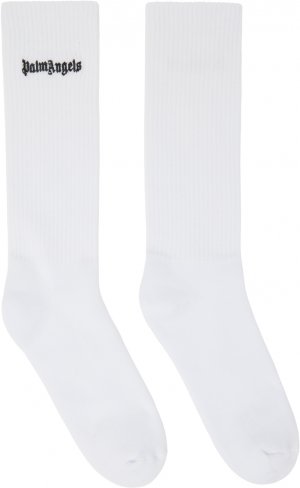 Белые носки с вышитым логотипом , цвет White/Black Palm Angels