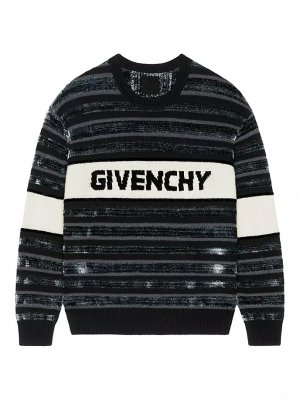 Шерстяной свитер в полоску , черный Givenchy