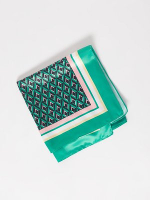 Атласный платок с геометрическим узором zolla. Цвет: зеленый