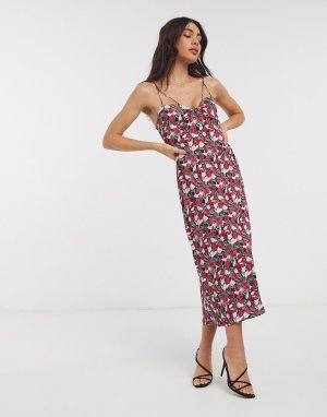 Платье мини с тюльпанами -Мульти Fashion Union
