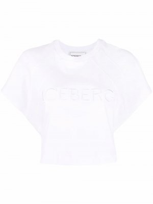 Embroidered-logo cropped T-shirt Iceberg. Цвет: белый