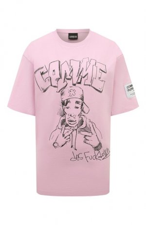 Хлопковая футболка Comme des Fuckdown. Цвет: розовый