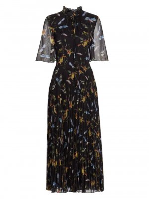 Плиссированное платье-миди с цветочным принтом , черный Jason Wu Collection