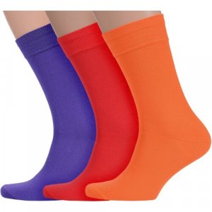 Носки , 3 пары, размер 25, оранжевый, фиолетовый, красный LorenzLine. Цвет: красный/фиолетовый/оранжевый