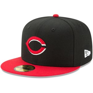 Мужская облегающая шляпа New Era черного/красного цвета Cincinnati Reds Road Authentic Collection On-Field 59FIFTY