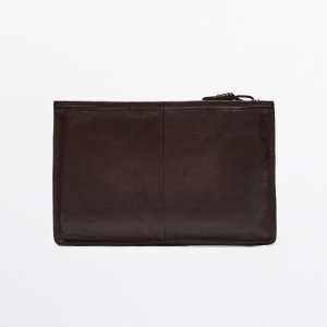 Клатч Nappa Leather With Knot Detail, бордовый Massimo Dutti
