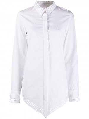 Длинная рубашка с английской вышивкой Paco Rabanne. Цвет: белый