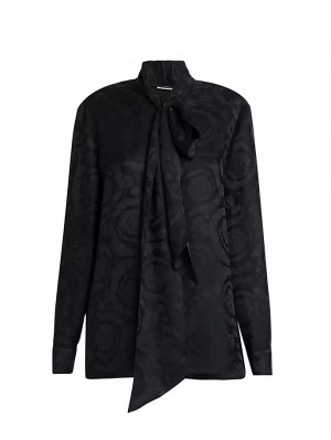 Неформальная рубашка из жаккардового шелка в стиле барокко, черный Versace