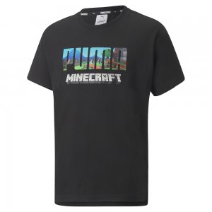 Подростковая футболка x Minecraft Relaxed Tee PUMA. Цвет: черный