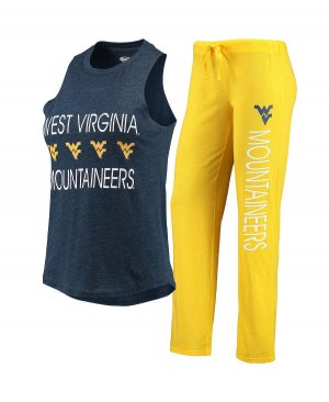 Женский комплект для сна из майки и брюк золотистого темно-синего цвета West Virginia Mountaineers Concepts Sport