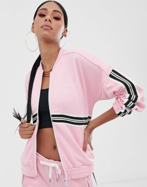 Розовая спортивная куртка с полосками и логотипом -Розовый Replay