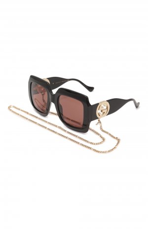 Солнцезащитные очки и цепочка Gucci. Цвет: чёрный