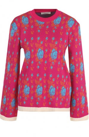 Хлопковый пуловер с расклешенными рукавами и круглым вырезом Tak.Ori. Цвет: розовый