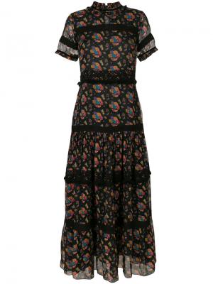 Платье макси с цветочным принтом Carolina K. Цвет: чёрный