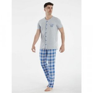Пижама , размер 48, голубой, серый Relax Mode. Цвет: голубой/серый