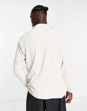 Кревато-белая рубашка-поло на молнии с нано-махровой текстурой Weekday