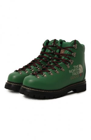 Кожаные ботинки North Face x Gucci. Цвет: зелёный