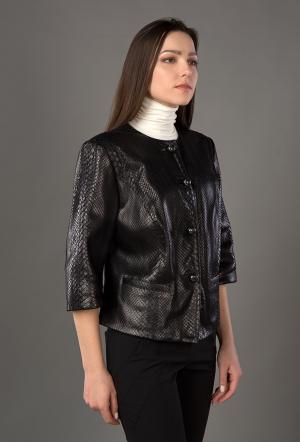 Женская короткая кожаная куртка для весны с рукавом 3/4 ARMANDO DIAZ. Цвет: черный