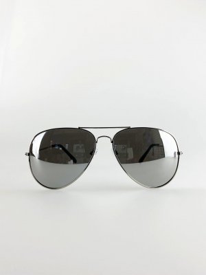 Серебряные классические солнцезащитные очки-авиаторы с зеркальными линзами, серебро SVNX
