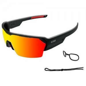 Спортивные очки RACE глянцевые черные / зеркально-красные линзы OCEAN. Цвет: черный