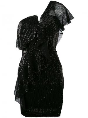 Платье Teno Nero с отделкой пайетками La Mania. Цвет: чёрный