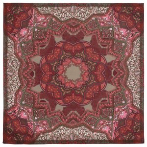 Платок ,80х80 см, бордовый, розовый Павловопосадская платочная мануфактура. Цвет: серый/бордовый/розовый