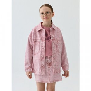 Джинсовая куртка , размер 122, розовый Sela. Цвет: розовый/темно-розовый
