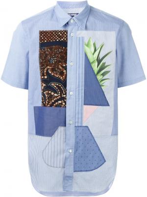 Рубашка с короткими рукавами в стиле пэчворк Junya Watanabe Comme Des Garçons Man. Цвет: синий