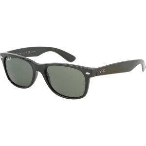 Новые поляризованные солнцезащитные очки wayfarer , цвет black/crystal natural green Ray-Ban