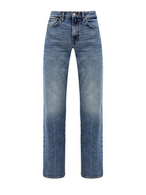 Прямые джинсы Tess из выбеленного денима 7 FOR ALL MANKIND. Цвет: синий
